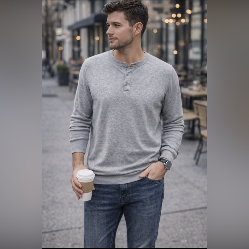 Christian Lacroix Sweater Mens Grey XL Pullover Pima Cotton Silk Cashmere Soft